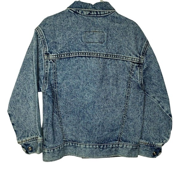 Levis Vintage Levis Kids Denim Trucker Jacket Sz 7 Acid Wash 90s Orange Tab USA - Picture 3 of 8